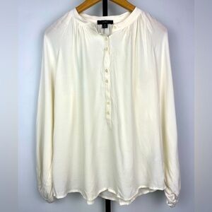 J. Crew Ivory Long Sleeve‎ Pop Over Career Flowy Blouse